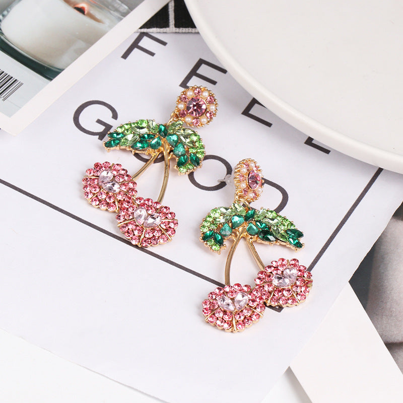 Fruit earrings full diamond ear jewelry