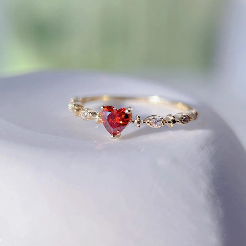 Fashion Love Ruby Rhinestone Zircon Ring