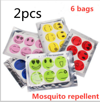 Etiqueta Engomada Del Mosquito De La Sonrisa De Verano Repelente De Mosquitos De Dibujos Animados Etiqueta Engomada Del Mosquito Repelente De Mosquitos 6 Piezas De Color Aleatorio