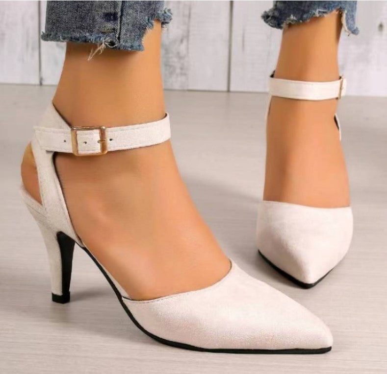 Pointed-toe Square Buckle Shoes High Heels Fashion