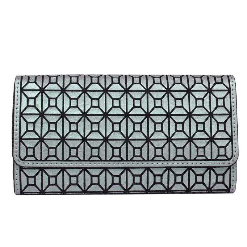 Geometric Rhombus Silicone Long Tri-fold Mobile Phone Wallet