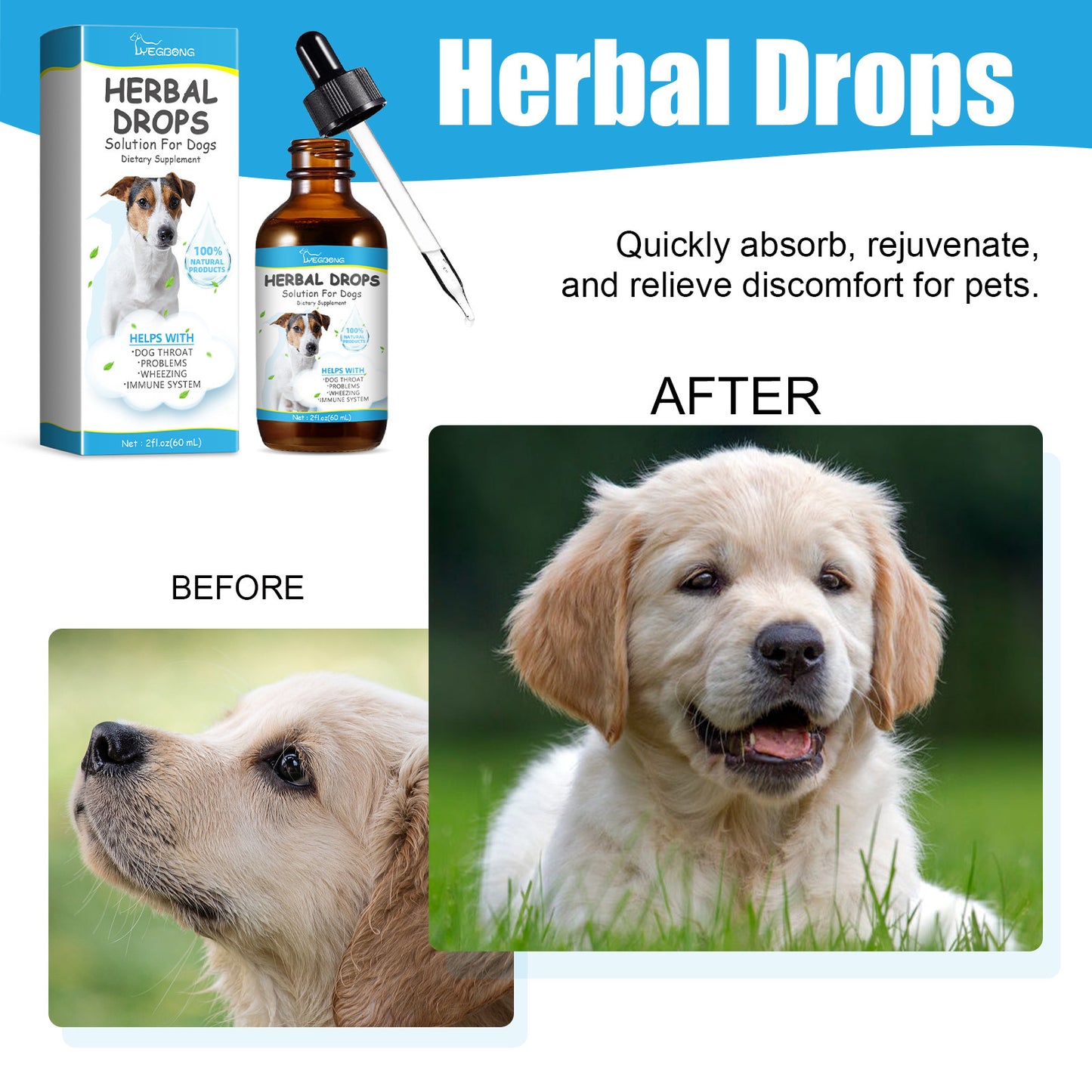 Pet Cough Herbal Drops Relieve Pet Physical Discomfort Cough Runny Nose