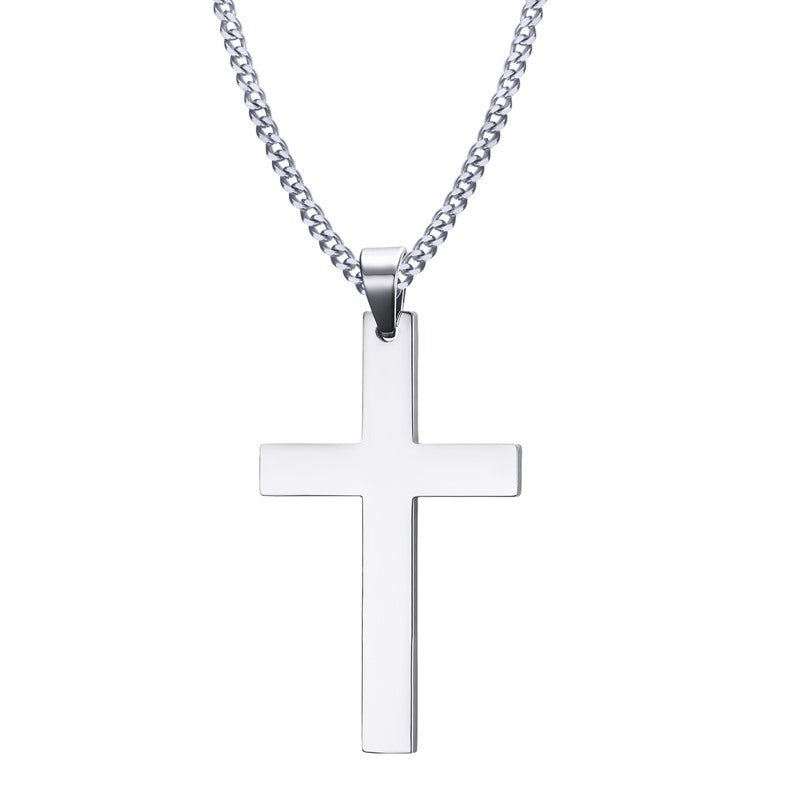 Stainless Steel Cross Pendant Gold Sweater Necklace Black Foreign Trade Accessories Jewellery Accessories Wholesale PN-572