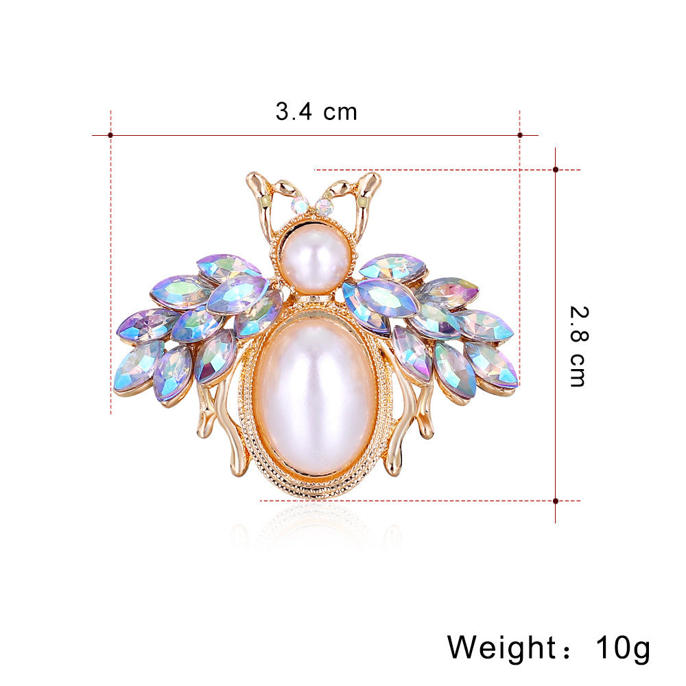 Fashion Alloy Bee Brooch With Diamonds And Pearls