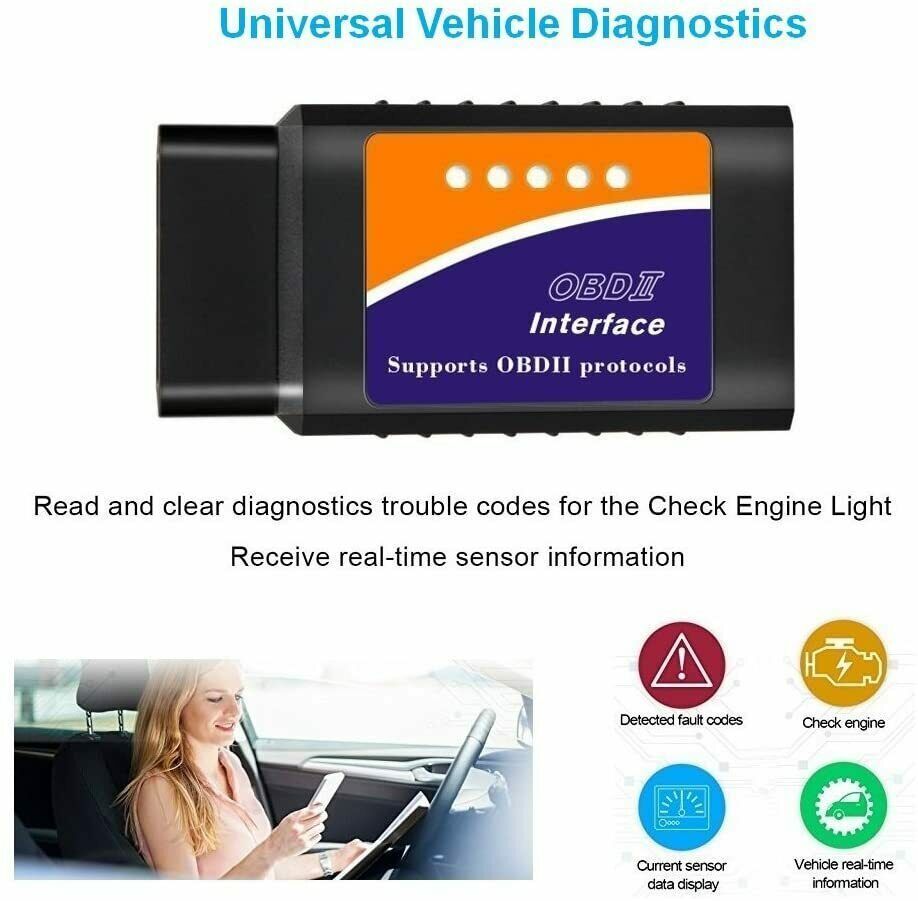 蓝牙 OBD2 OBDII 汽车诊断扫描仪工具检查发动机故障代码读取器