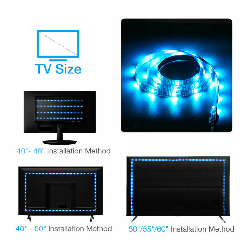 4x50CM USB 5V RGB LED tira de luz de fondo Kit remoto para TV lámpara de computadora