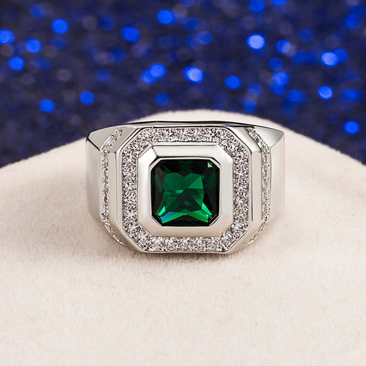 Diamond Emerald Men's Ring