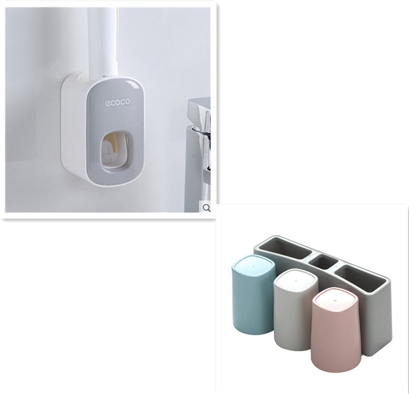 Dispensador de juego de accesorios de baño con soporte automático de pasta de dientes montado en la pared