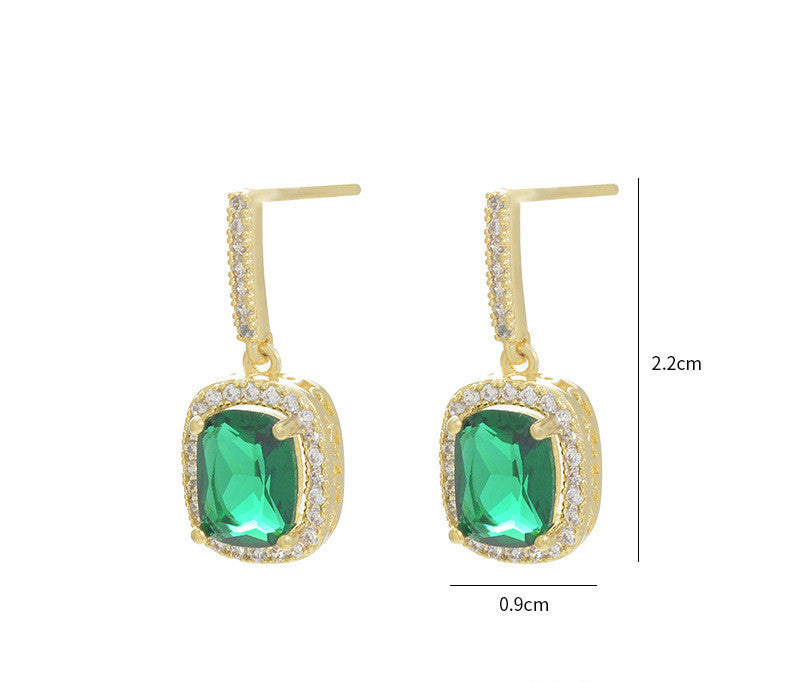 Small Emerald Simple Retro Earrings