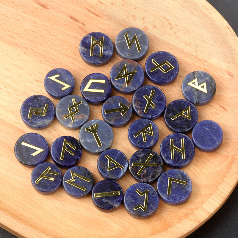 1662-25 Pieces A Pack Of Runes Natural Crystal Agate Luen Letter Wafer Suit Nordic Germanic