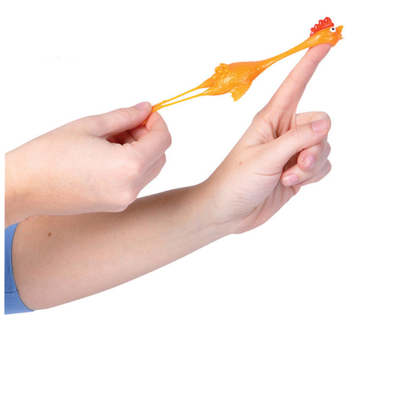 Catapult Launch Rubber Catapulted Chicken Toys Light Finger Prank Stretchy Flying Ejection Toy Slingshot Turkey Sticky