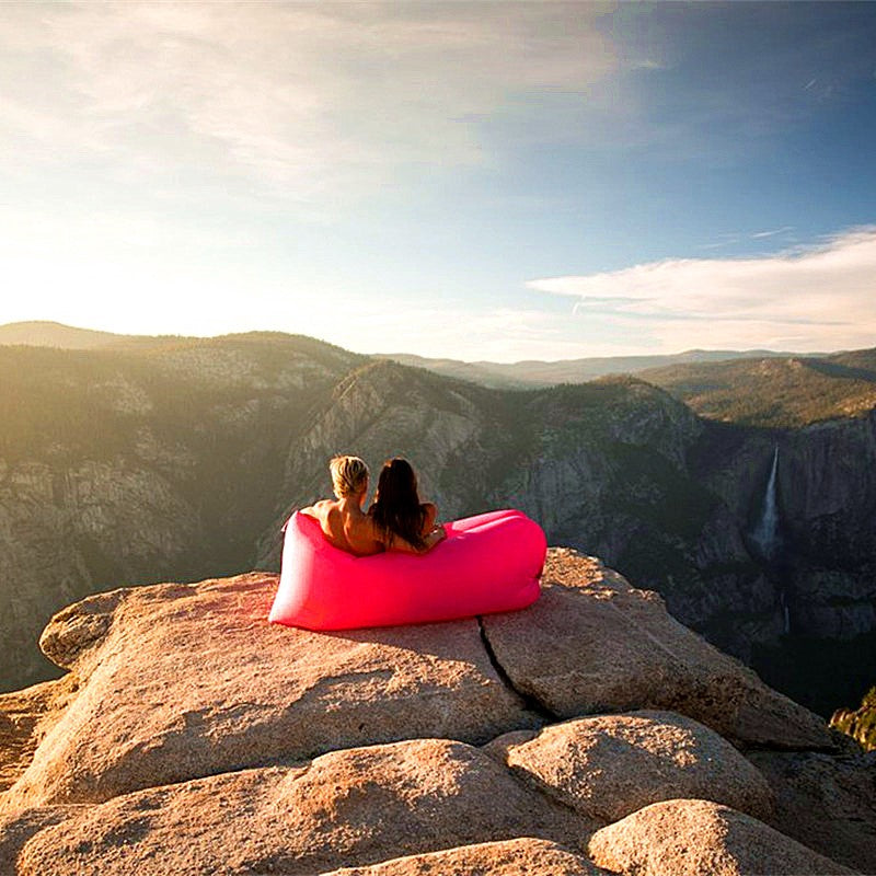 Sofá de aire al aire libre, saco de dormir de hinchado rápido, tumbona para colgar en la playa, cama de aire plegable, saco de dormir, sofá perezoso