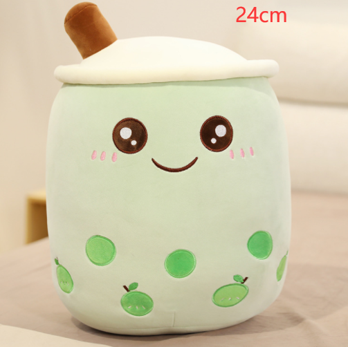 Bonita bebida de frutas de peluche, suave fresa, té de la leche, juguete de taza de té Boba, almohada de té de burbujas, cojín, regalo para niños