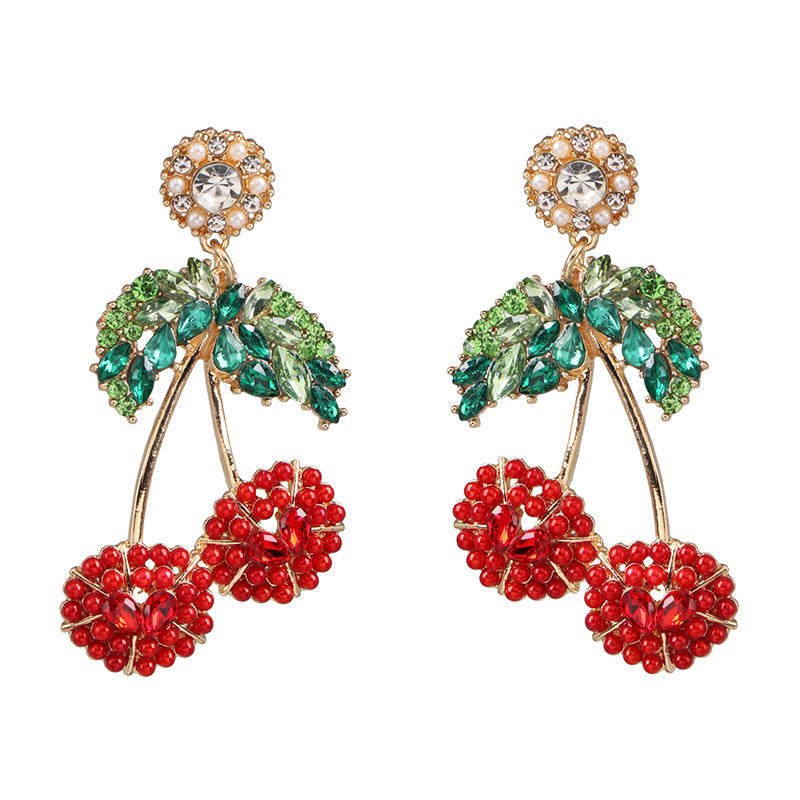 Fruit earrings full diamond ear jewelry