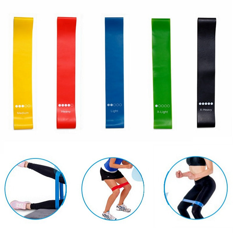 Bandas de goma de resistencia para Yoga, equipo de Fitness para interiores y exteriores, bandas elásticas de entrenamiento deportivo para Pilates de 0,35mm-1,1mm