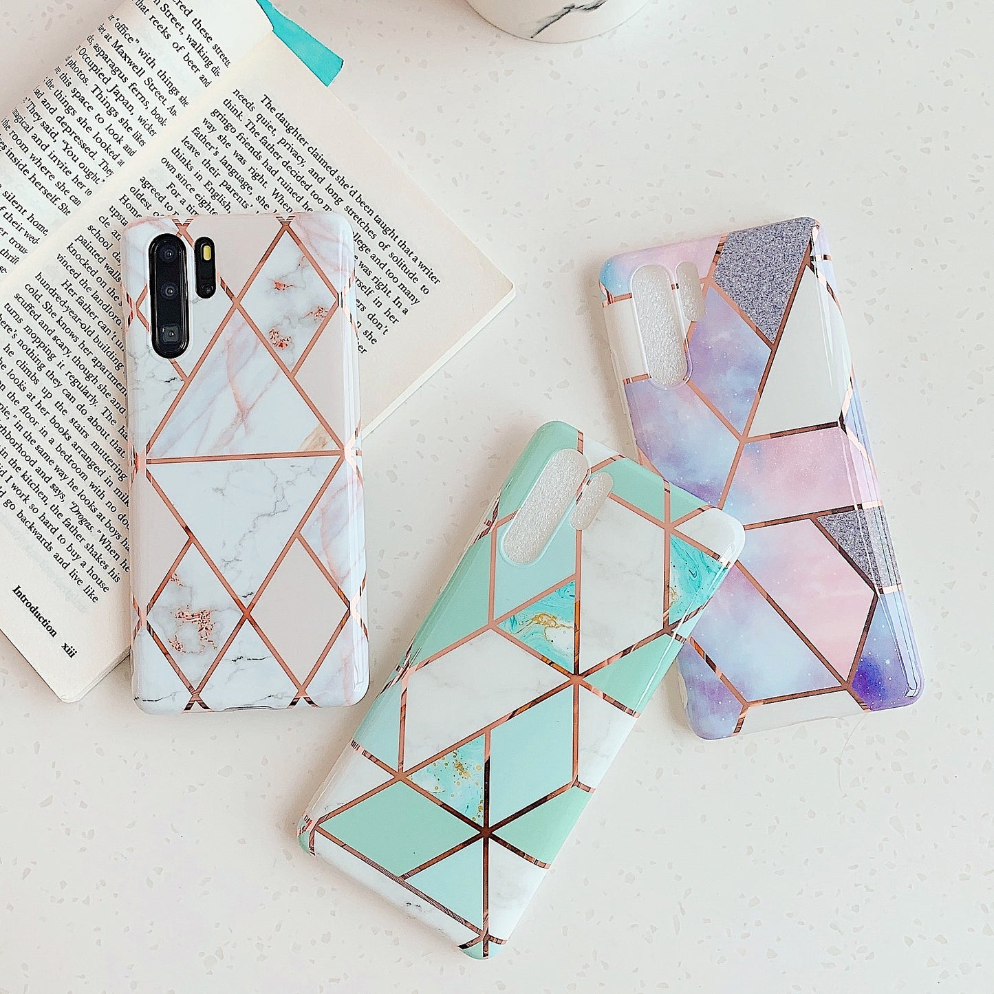 Electroplated marble mobile phone case