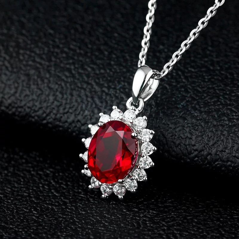 Ruby sterling silver necklace female