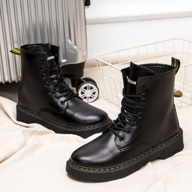 时尚休闲女鞋学生舒适厚底高帮 PU 女式 Dr Martens 靴子