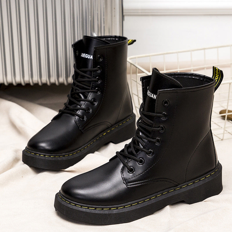 时尚休闲女鞋学生舒适厚底高帮 PU 女式 Dr Martens 靴子