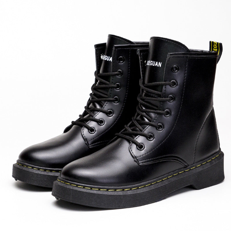 时尚休闲女鞋学生舒适厚底高帮 PU 女式 Dr Martens 靴子