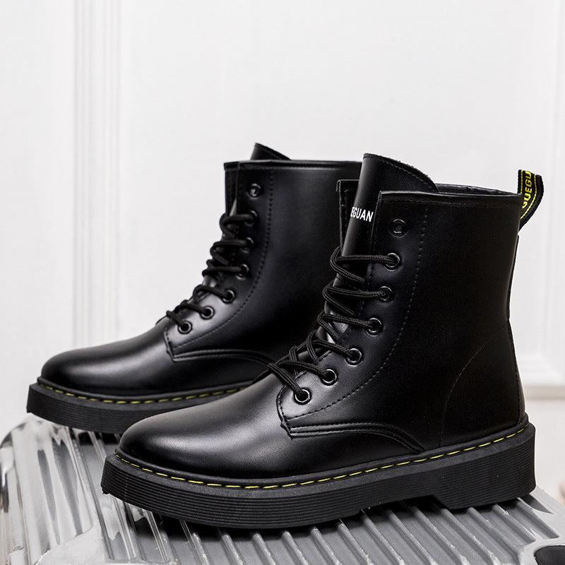 时尚休闲女鞋学生舒适厚底高帮 PU 女式 Dr Martens 靴子