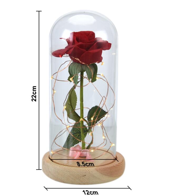 Regalo del Día de la Madre Enchanted Forever Rose Flower en vidrio LED Luz Decoración del hogar