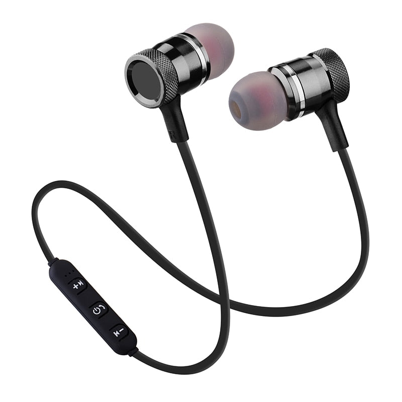 Wireless Bluetooth headset sports running magnetic line control binaural stereo in-ear hanging neck mobile phone universal answering