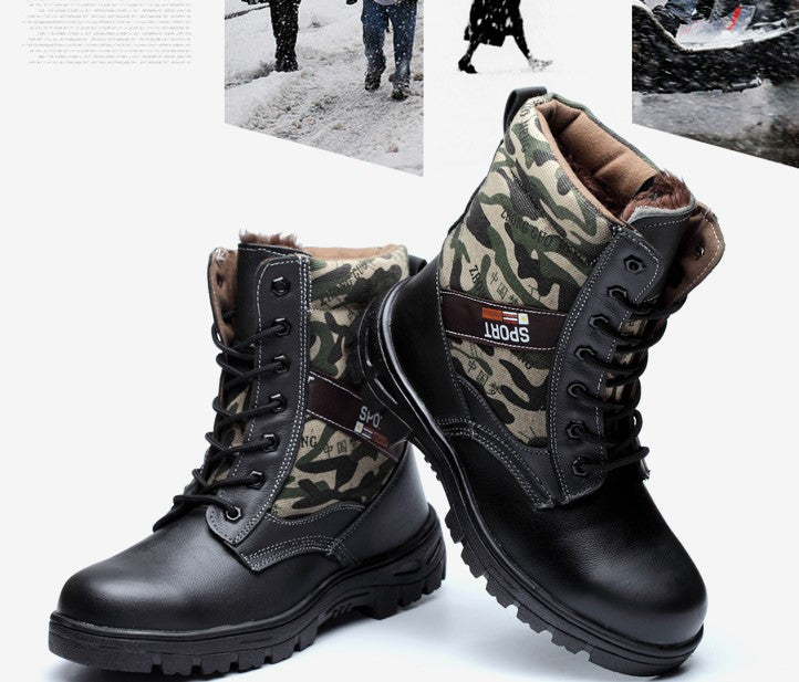 Los zapatos de seguridad para trabajo directo de fábrica ayudan a camuflar el invierno, además de terciopelo, frío, cálido, cómodo, antigolpes, a prueba de pinchazos.