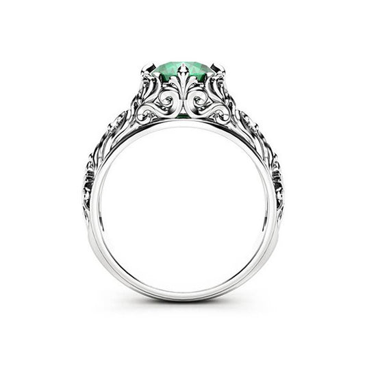 Emerald zircon ladies ring