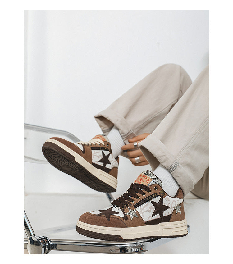 Brown Star Retro Minority Design Shoes