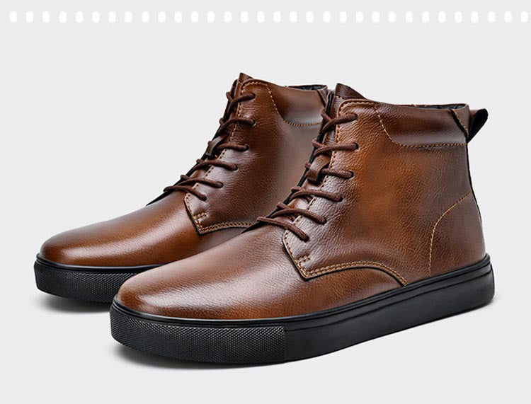 Botas Martens planas informales de piel de vaca para hombre, zapato de tabla alto de talla grande