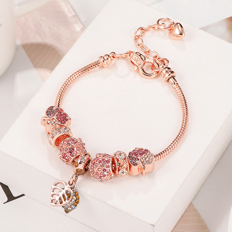 Pulsera de mujer hoja caída de oro rosa