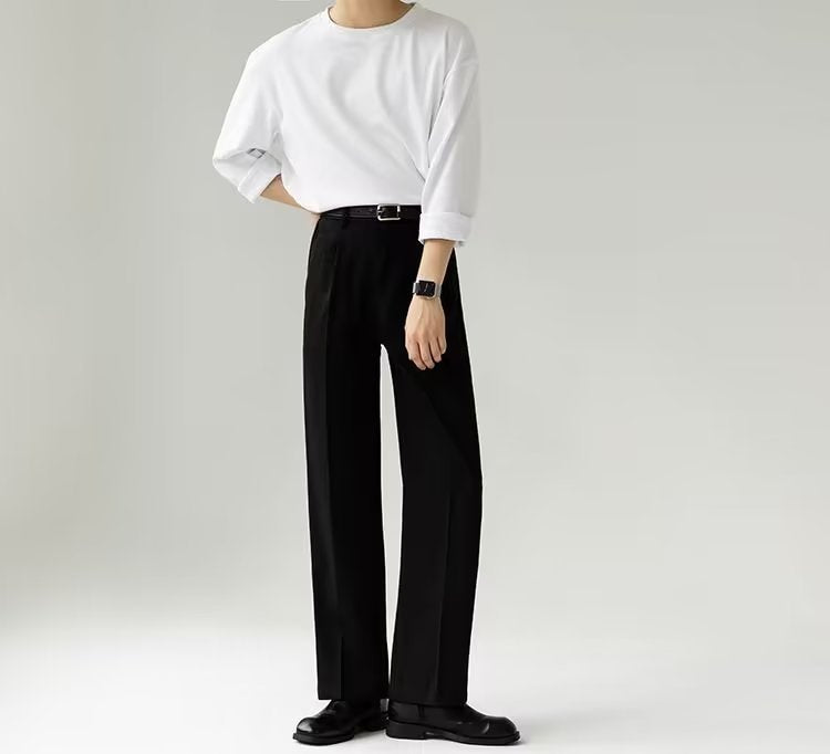 Draping Suit Pants Straight Non-ironing Loose Trousers