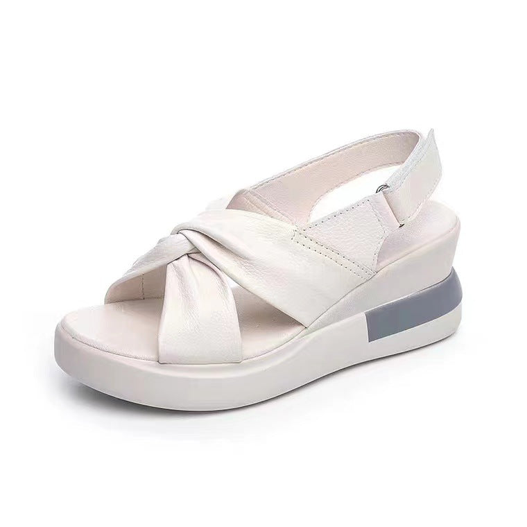 Bow Cross Height Increasing Wedge Sandals