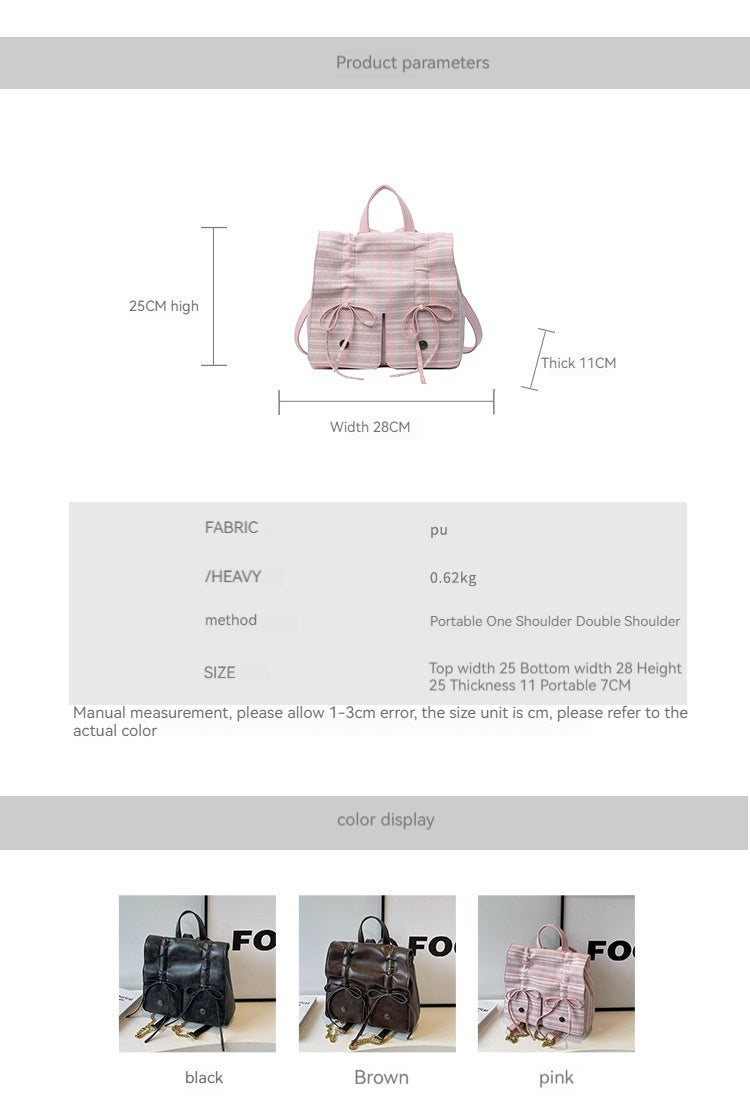 Spring Popular Fashion Bowknot Soft Leather Cute Large Capacity Versatile Commuter Hand-carrying Bag