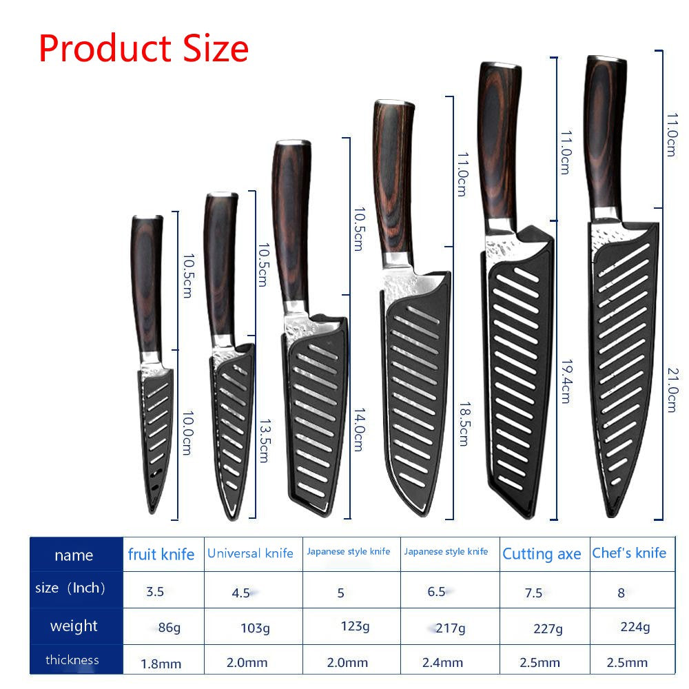 Stainless steel kitchen knives with knife set 6 pieces loose set