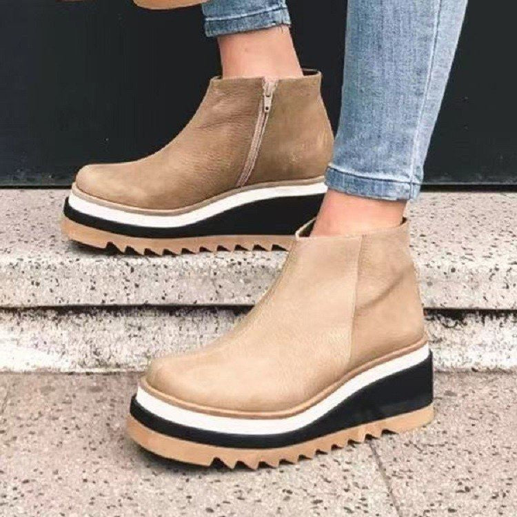 Platform Side Zipper Women's Shoes