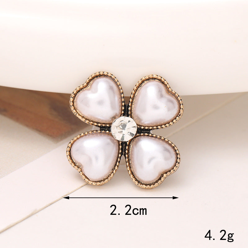 Jeans Button Hole Shoes Diy Accessories Bright Crystal Classic Style Ornament Accessories Upper Pearl Flower