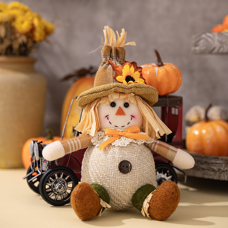 Thanksgiving Decorations Harvest Season Boy Girl Scarecrow Pendant