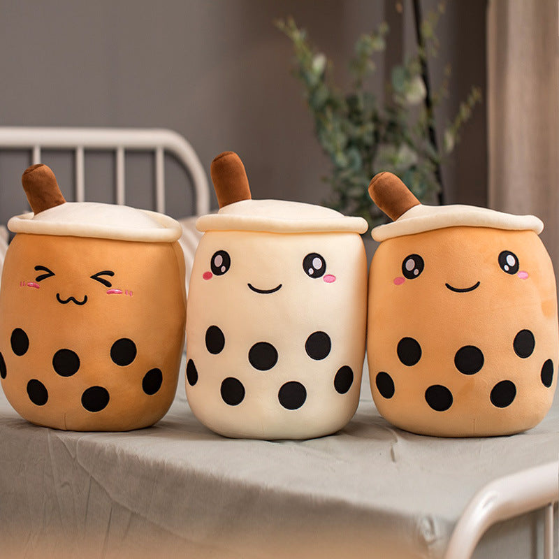 Bonita bebida de frutas de peluche, suave fresa, té de la leche, juguete de taza de té Boba, almohada de té de burbujas, cojín, regalo para niños