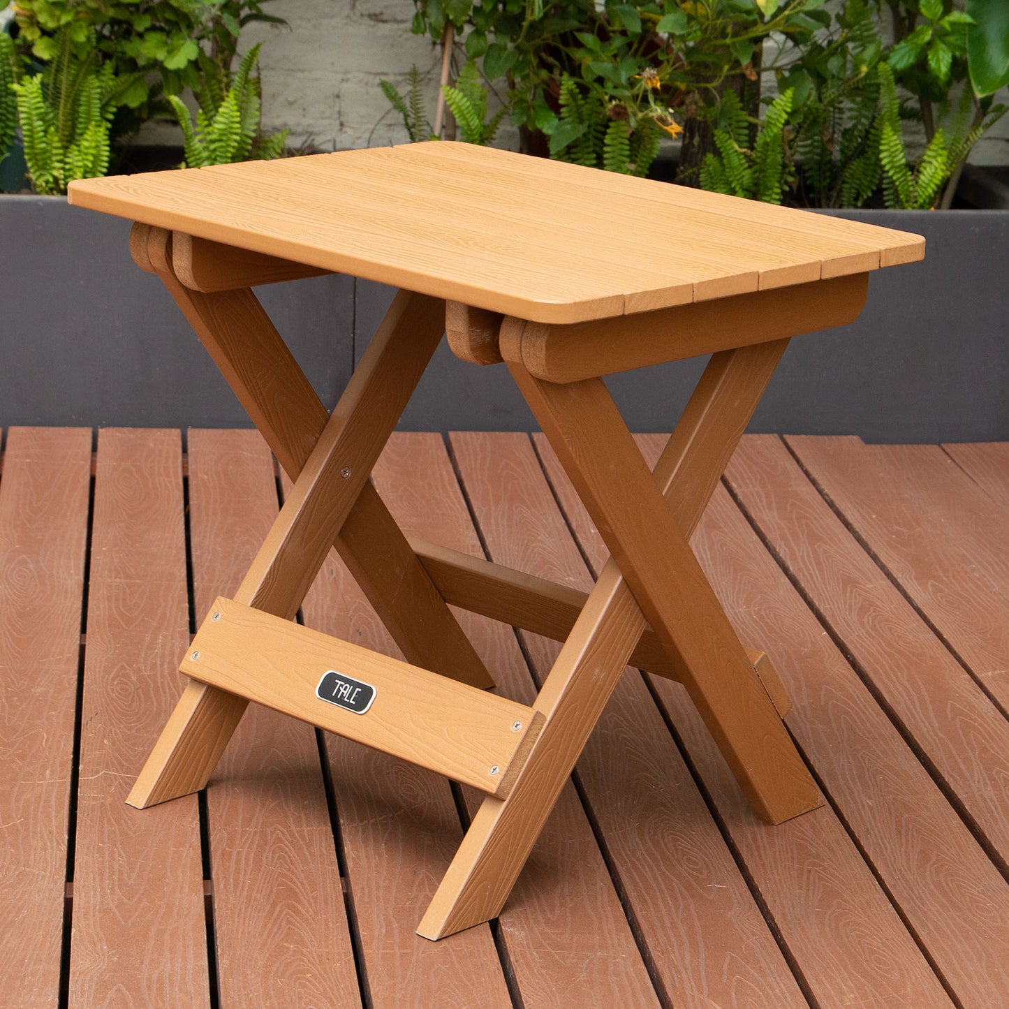 TALE Mesa auxiliar plegable portátil Adirondack, mesa cuadrada de madera de plástico resistente a todo clima y resistente a la decoloración, perfecta para jardín al aire libre, playa, camping, picnic, Ban Amazon