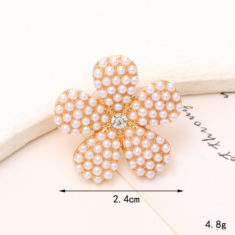 Jeans Button Hole Shoes Diy Accessories Bright Crystal Classic Style Ornament Accessories Upper Pearl Flower