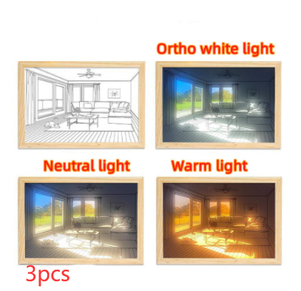 Imagen iluminada LED luz decorativa pintura cabecera imagen estilo creativo moderno simular sol dibujo noche luz regalo