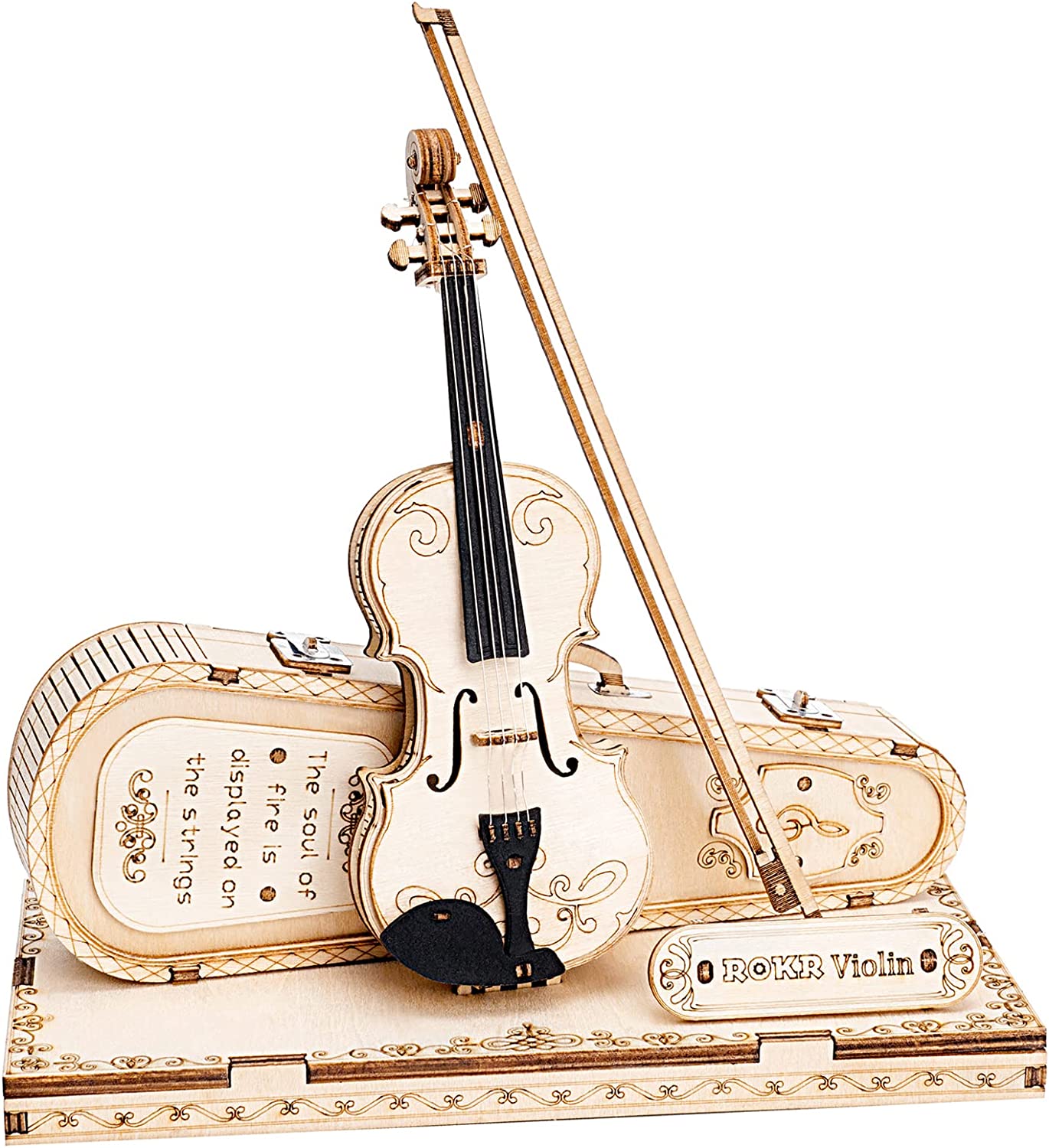 Robotime ROKR violín Capriccio modelo 3D rompecabezas de madera Kits de fácil montaje regalos musicales DIY para niños y niñas bloques de construcción TG604K