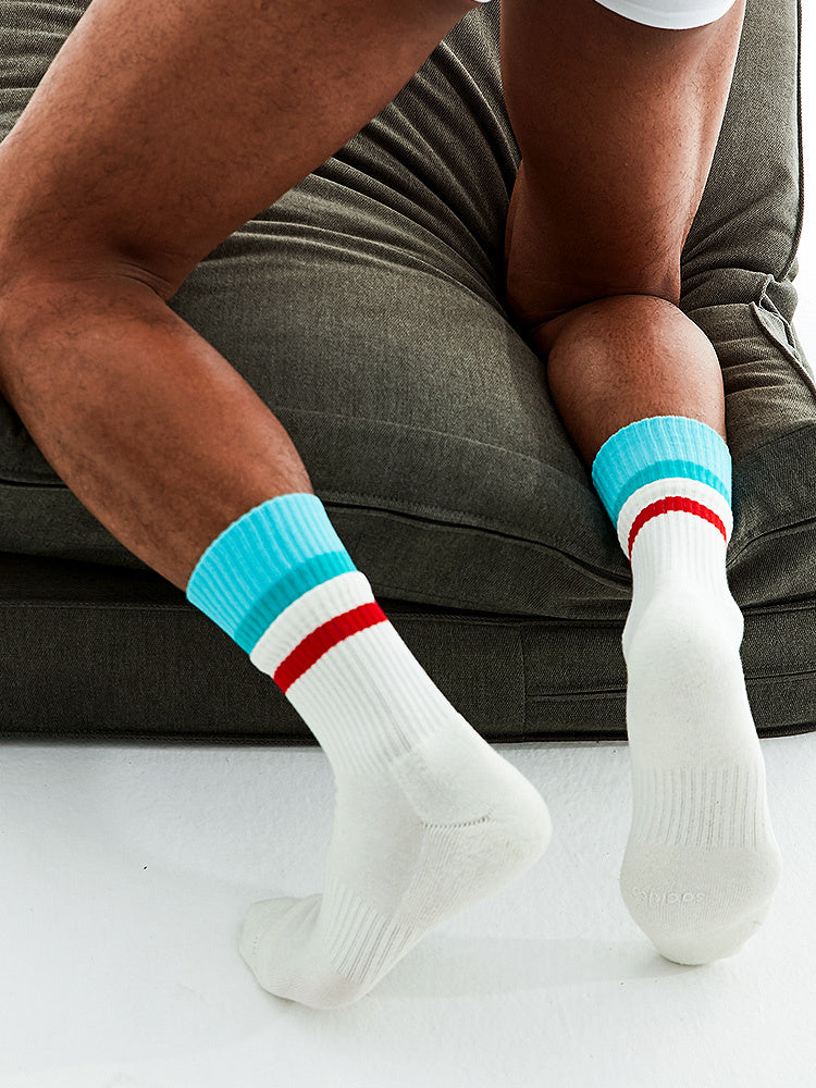 White exercise cotton socks