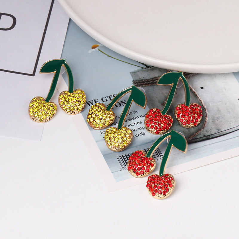 Fruit earrings full diamond ear jewelry