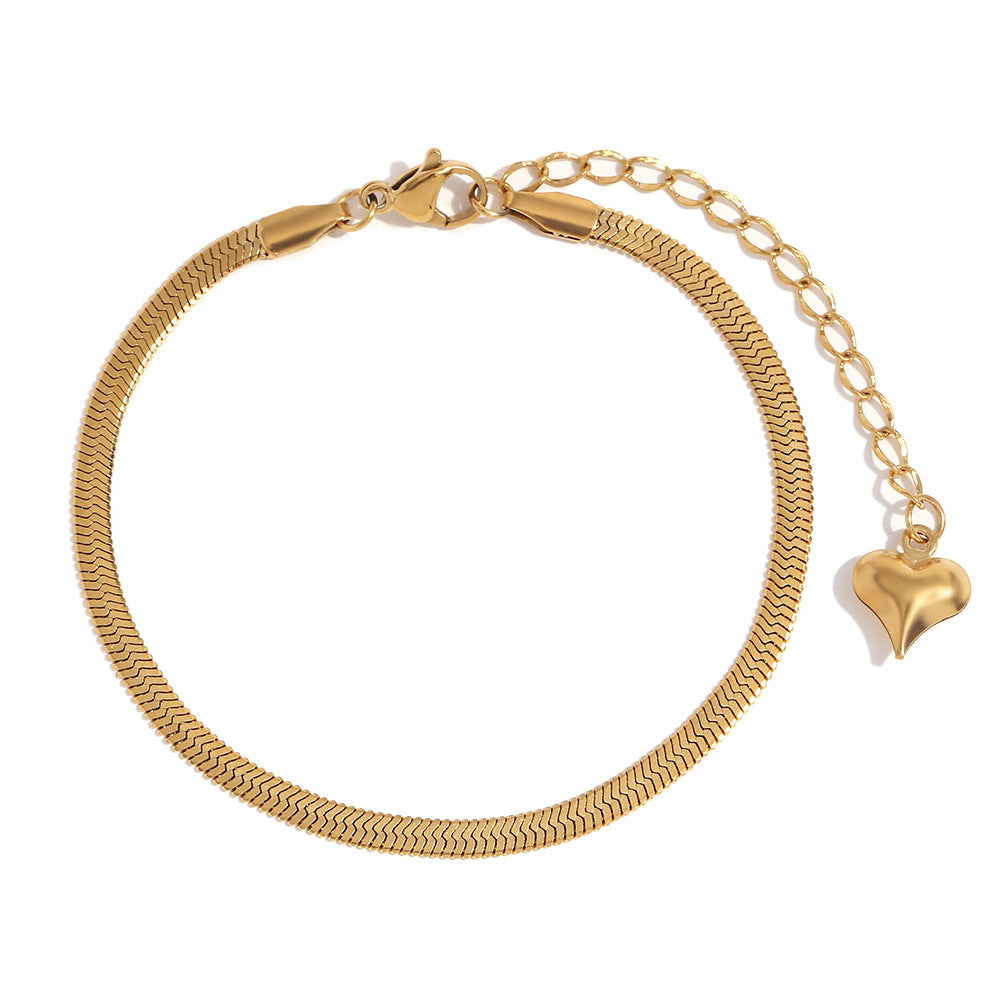 18K Gold Classic Bead Necklace Bracelet For Women