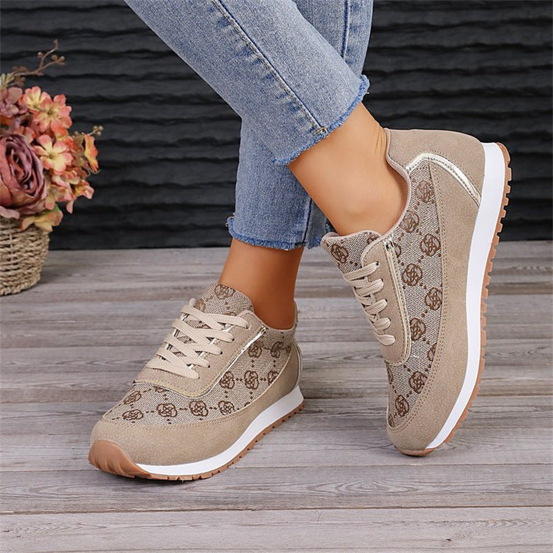 Zapatillas con cordones con estampado de flores, moda informal, ligeras, transpirables, para caminar, correr, zapatos deportivos, pisos para mujer