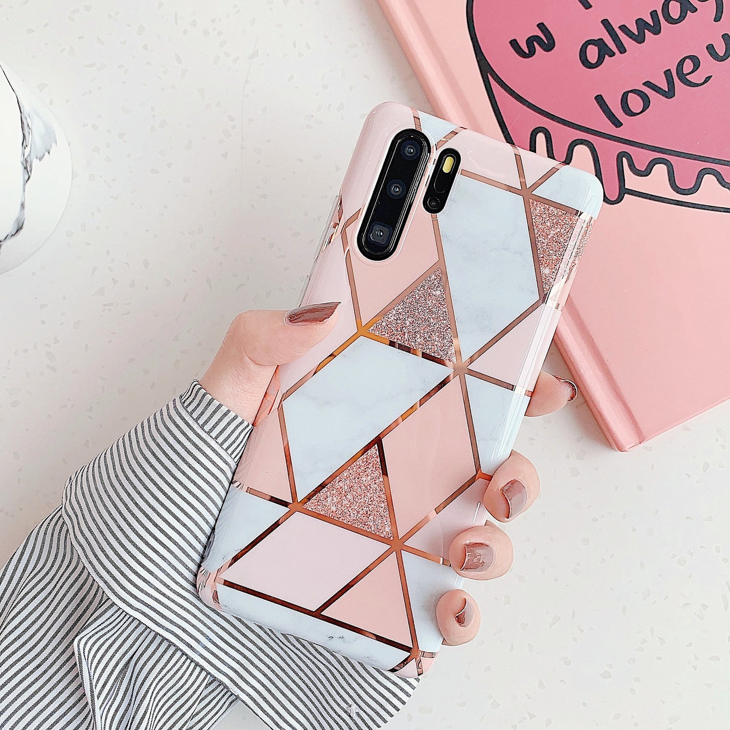 Electroplated marble mobile phone case