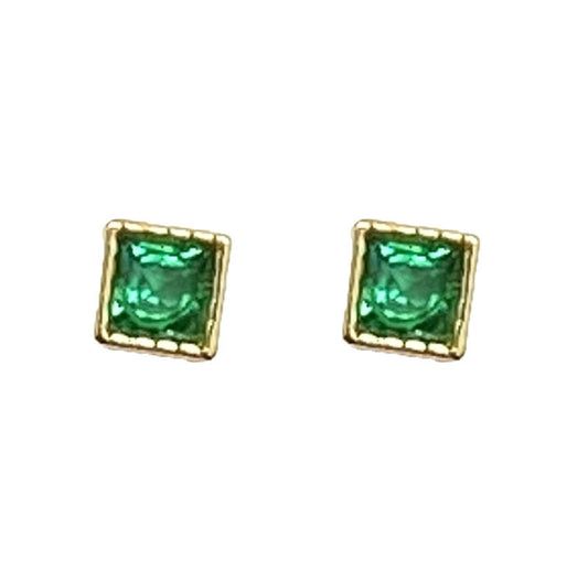 Emerald sugar cube earrings